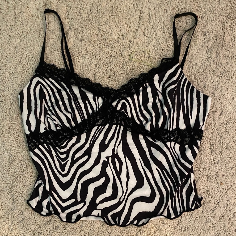 shein zebra lace tank